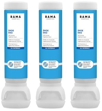 Bama Essentials Shoe Deo (3 x 100ml) – antibakterielle Frische, hygienisches, Deospray für Sport-, Arbeits- und Freizeitschuhe