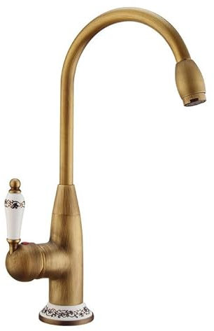 Mischbatterie Küchenspüle Vintage, 360° drehbarer Einhebelmischer aus antikem Messing, Küchenspüle, Mischbatterie, Einloch, antik