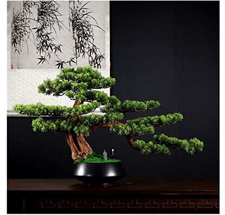 Künstliche Pflanzen Künstliche Bonsai-Kiefer, künstliche Topfpflanze, Schreibtisch-Display, gefälschte Baum-Topf-Ornamente for Zuhause, Büro, Bücherregal, Raumdekoration Bonsai Baum Künstlich(Green)