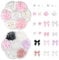 VEGCOO Nail Art Dekoration, 3 Teile Nail Charms 3D Rosa Weiße Schleife Blume Nagelsticker Blumen Gepaart Mit Perlen Nagel Steine Zum Heimwerken Charms Nägel Lifting Nail Art Charms