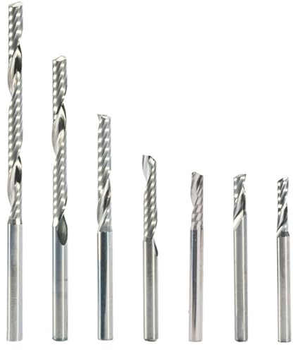 10 Stück 3,175 mm Schaft 2 mm 3 mm CED Einzelflöte Bit Hartmetall-Gravierfräser Holzschneidwerkzeuge Klinge Schnitzerei Fräsen MDF Acryl PVC(10pcs 3.175x2.5x12)
