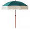 180cm Parasol Plage Anti Uv 50+ Parasol De Jardin Extérieur Parasol De Terrasse À Frange 8 Baleines Ø32mm Bois Massif Sec Vert Foncé