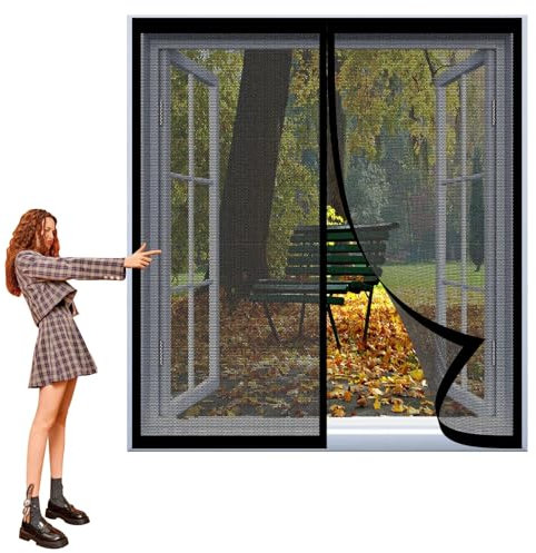 Fliegengitter Tür Insektenschutz Magnetvorhang 94x140cm Lichtdurchlässig, Reißfest, Wetterfest, Langlebig Fliegengitter Magnetvorhang Fliegennetz Moskitonetz für Balkontür Terrassentür, Schwarz