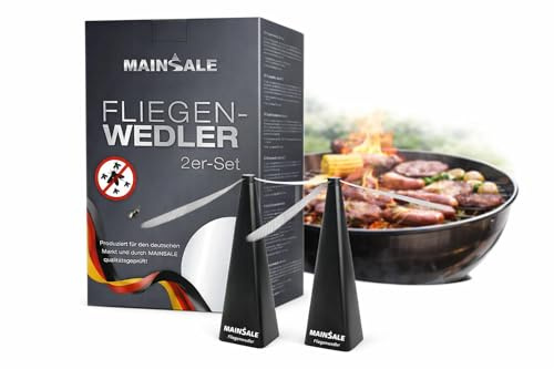 Fliegenwedler 2er-Set – Fliegenabwehr für Tisch, Terrasse & Restaurant | 2er-Set • Batteriebetrieben • Aufhängbar • Sichere Soft-Flügel • Deutsche Marke