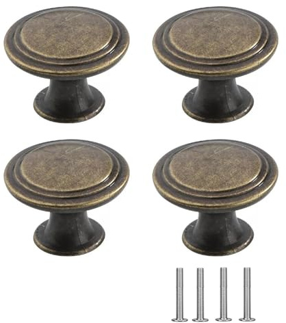 4 Pcs Drawer Knobs,Antique Brass Door Knobs for Cabinet Bronze Vintage Knob