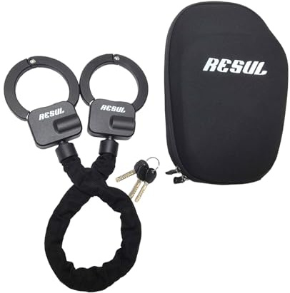 Resul Handschellenschloss mit Tasche, Stahl, 600mm Länge, E-Scooter und Fahrrad Sicherheitsschloss, Schwarz, 3 Schlüssel
