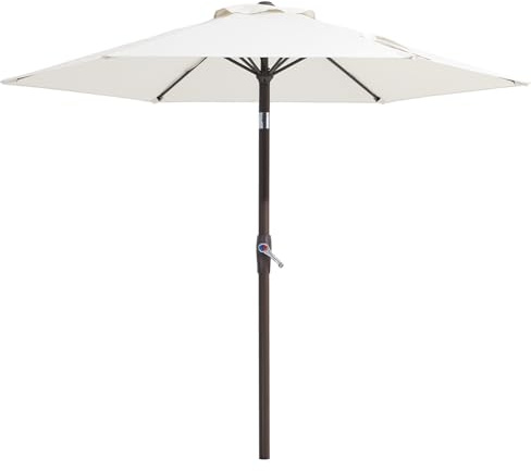 Palawano Sombrilla de Jardín con Inclinación Ajustable y Manivela, Parasol Exterior con Protección UPF50+ para Terraza, Patio, Piscina y Playa (Blanco Crema, 2.3M)