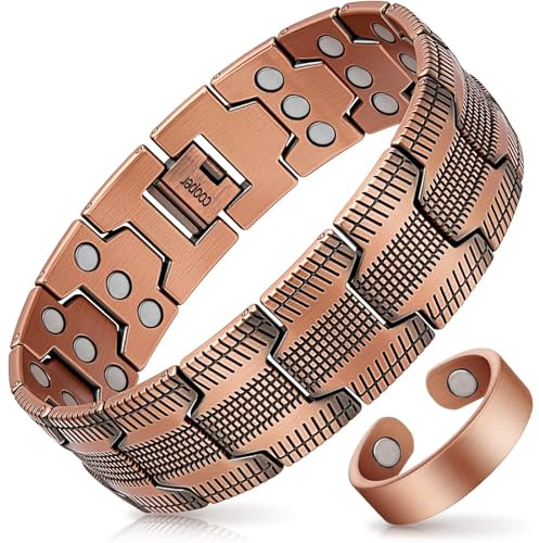 LuminaVerde Kupferarmband Herren, Armband Herren Magnetarmband 99,99% Reines Kupfer Mit Einstellbarem Größenwerkzeug