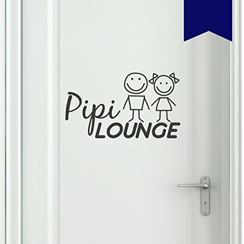 Wandkings WC Tür Aufkleber PIPI LOUNGE mit Frau & Mann im Smiley-Style 50 x 28 cm dunkelblau - erhältlich in 33 Farben