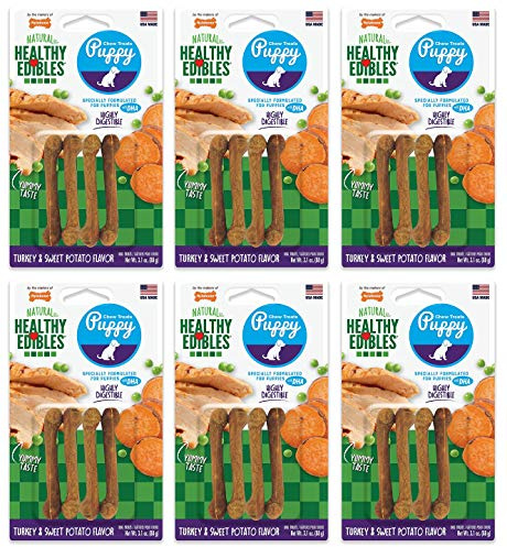Nylabone 6 Pack of Turkey and Sweet Potato Healthy Edibles Puppy Treats, 3.1 Ounces each, Made in the USA