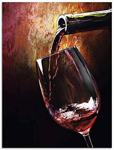 ARTland Wanddeko Glasbilder Wandbild Glas Bild einteilig 60x80 cm Hochformat Rotwein Lounge Bar Restaurant Italien Wein Kunst Malerei T5PV