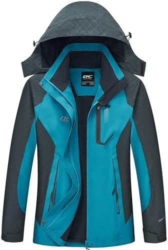 Diamond Candy Women's Waterproof Rain Jacket with Hood Lightweight Outdoors Raincoat Blue M