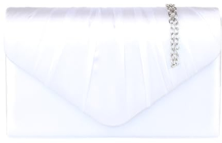 Girly Handbags Satin Plissee Clutch-Bag (Weiß)