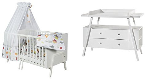 Schardt 10 915 02 02 Sparset 2 - teilig Holly White bestehend aus, Kombi - Kinderbett, 70 x 140 cm