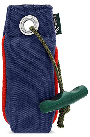 Romneys Suchen Dummy - Der Mini-Dummy für kleine Hunde 100g - Der Pocketdummy ist schwimmfähig und mit Wurfgriff (blau)