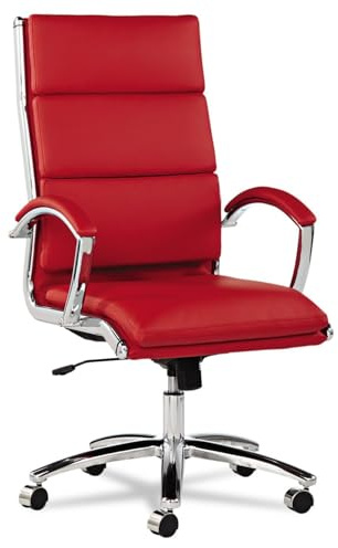 Alera, Red Neratoli Series HighBack Swivel/Tilt Chair, Soft Leather, Chrome Frame, High-Back