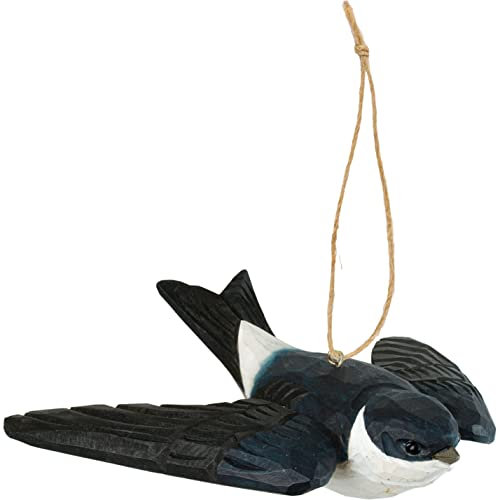 WILDLIFEGARDEN Wildlife Garden WG421 DecoBird Mehlschwalbe - Handgeschnitzter Dekorative Vogel aus Holz - Fliegende Vögel