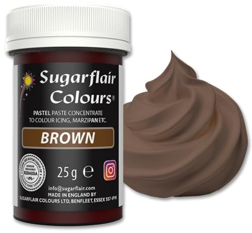Sugarflair Food Colouring Paste Brown, Pastel Highly Concentrated Food Colouring for Buttercream, Sugar Paste, Royal Icing, Cake Decorations and More! Vibrant Colour Food Dye! - 25g