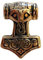 MALMER DES THOR 24ct Nordgermanischer Thor Hammer, 25 x 35 mm, 24 Karat vergoldet, beidseitiges Design