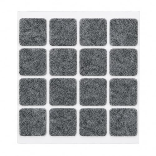 peha Filzgleiter 16 Stück selbstklebend Eckig - 1,7mm, grau, 22x22mm | Möbelgleiter für Stühle und Deko, Kratzschutz und Bodenschutz