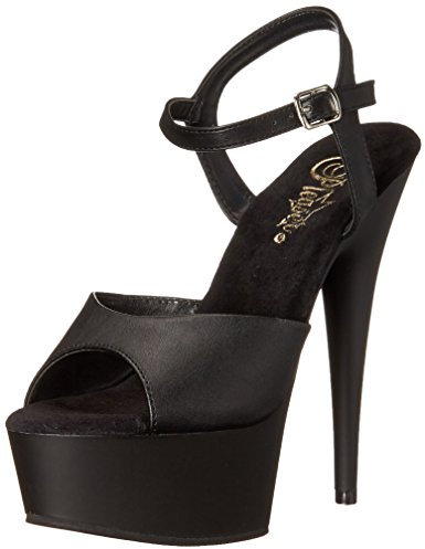 Pleaser DELIGHT-609, Damen Plateau Sandalen, Schwarz (Schwarz (Blk Faux Leather/Blk Matte)), 37 EU (4 Damen UK) ( 7 M US)