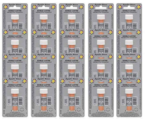 24 x Sugarflair Edible ORANGE SPARKLE Lustre Dust Powder Food Colour Cake Icing