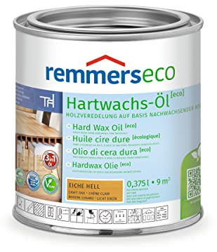 Remmers Hartwachs-Öl [eco] eiche hell, 0,375 Liter, Hartwachsöl für innen, natürliche Basis, Beize, Öl und Versiegelung in einem, nachhaltig, vegan