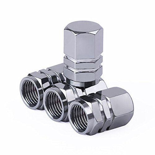RAILONCH Auto Reifen Ventilkappen Aluminiumlegierung Universal Rad Staubschutzkappen für Auto Auto Staubdicht Kappe Reifen Radschaft Luft Ventilkappe, 4Stück (Hexagon Grau)