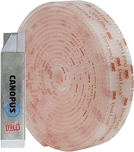 CANOPUS 3M Dual Lock SJ3560 Extra Fort (25mm x 1,8m) Système de fixation refermable, (5 fois plus résistant que Crochet et Bandes de Boucle), Translucide