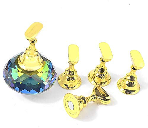 Nail Art Display Stand, Manicure Display Practice Column Nail Art Tip Holders Nail Practice Stand Fingernail DIY Nail Art Tool Training Practice Manicure Magnetic & Crystal Base (Colorful)