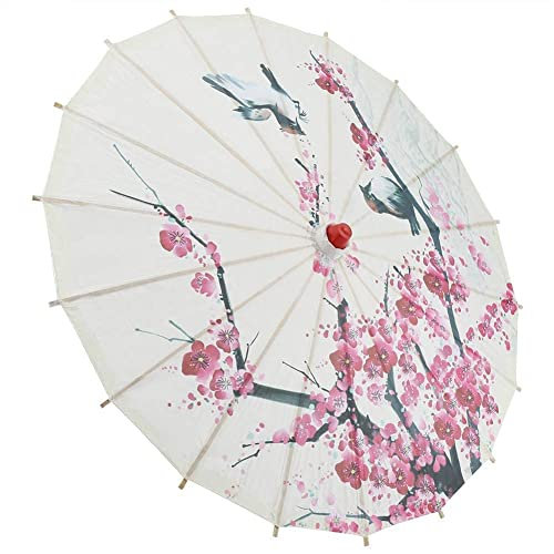 23.6In Handgemachter Regenschirm Geisha Ölpapier Regenschirm Chinesische Kunst Klassischer Tanz Regenschirm Sonnenschirm mit Pflaumenblüte