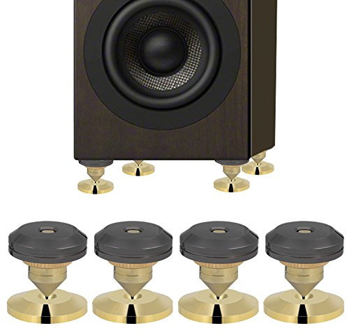 ASHATA 4PCS Spikes-Set für Lautsprecher,Kupfer Lautsprecher Spike Absorber 28x25mm,Lautsprecher Isolation Stand Boxenspikes+Basis Pad Set für Lautsprecher/CD-DVD-Player/Plattenspieler