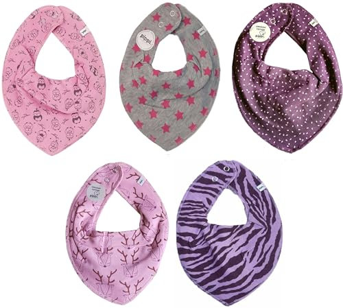 Pippi Halstuch 5er Pack Baby Dreieckstücher Halstücher SPARPACK (Girls Zebra)
