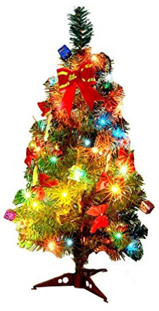 NUOBESTY mini albero di natale da tavolo mini albero di natale artificiale con luce a led scintillanti ornamenti natalizi per decorazioni fai da te per feste da 45 cm