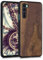 kwmobile Hülle kompatibel mit OnePlus Nord Hülle - Holz Case - Handy Cover - TPU Handyhülle in Dunkelbraun Kompass Vintage