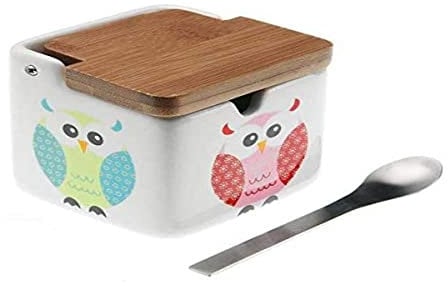 Sugar Bowl Owl Ceramic with Lid (8.5 x 9 x 8.5 cm)