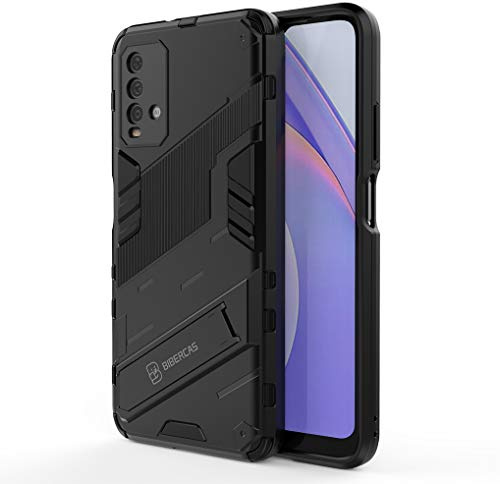 Liner Hülle für Xiaomi Redmi 9T, [Militärische Stoßfest Case] Ultra Dünn Harter PC Sanft TPU Schutzhülle Handyhülle mit Stabilem Faltbar Ständer für Xiaomi Redmi 9T - Schwarz