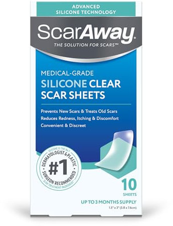 ScarAway Lot de 10 feuilles de cicatrices en silicone transparent - Blanc
