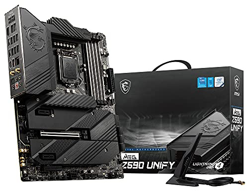 MSI MEG Z590 Unify Gaming Mainboard ATX, unterstützt Intel Core Prozessoren der 11. Generation, LGA 1200, 16+2+1 Phase 90A SPS, DDR4 Boost (5600MHz/OC), 1 x PCIe 4.0 x16, 4 x M.2 Gen4/3 x4, Wi-Fi 6E