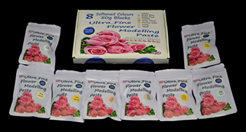 Boxes of 8 x 50g Simply Heaven Sugar Florist, Gum Paste Floral Flower Modelling (8 x 50g Softened Colours)