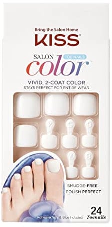 KISS Salon Color Shiny White Glue -On, Pedicure Toenails - SCT01G This is Classic