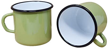 Madacha 2 tazas de metal esmaltado, 400 ml, verde anís