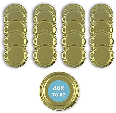 Lot de 60 couvercles de rechange TO 82 I Couvercles Twist-Off multicolores de 82 mm I pour bocaux de conservation Couvercles pour bocaux de conservation Bocaux à confiture, pots à miel, pots à
