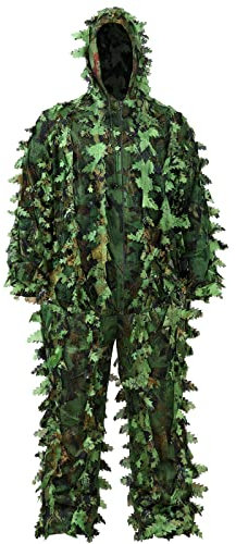 Zicac 3D Ghillie Tarnanzug Dschungel Ghillie Suit Woodland Camouflage Anzug Kleidung Für Jagd Verdeckt Festschmuck (Armeegrün, M)