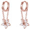 Reffeer Solid 925 Sterling Silver Flower Chain Drop Earrings Hoop for Women Earrings Huggie Hoop Dangle Earrings Chain (C-Rose Gold Plated)