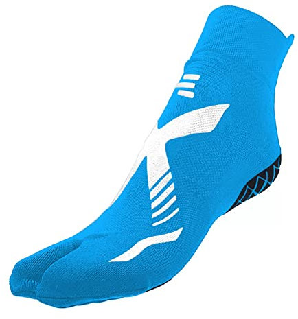 R-EVENGE CALZA TECNICA POOL 1 FINGER ATTIVITÀ IN PISCINA E SU SUPERFICI BAGNATE, ANTISCIVOLO, ANTIBATTERICA, IDEALE PER NUOTO ACQUAGYM, HYDROBIKE, (S 34-37, AZZURRO/BIANCO)