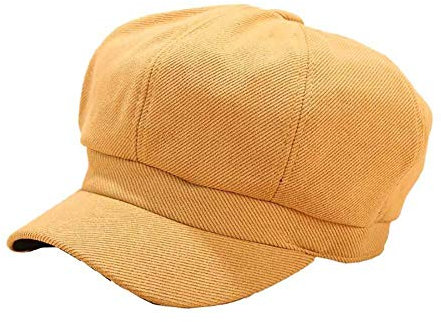 AUNEVN Damenkappe Winter Warme Barett Solide Farbe Klassische Retro Barett Herbst Künstler Damen Zubehör Hut/Lemon Tree/M