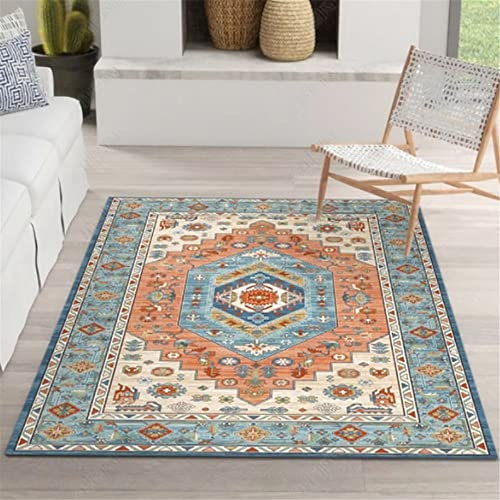 Bettumrandung Teppich Outdoor Teppiche Wetterfest Wohnzimmer Teppich Orange Vintage Blume Muster Teppich Schlafzimmer Langlebig 200X300Cm Carpets Orange