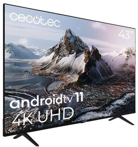 Cecotec TV LED 43 Smart TV A3 Series ALU30043S. Résolution 4K UHD, Système d'Exploitation Android TV 11, Assistant Vocal Google et Chromecast, Système Dolby Vision, Modèle 2023