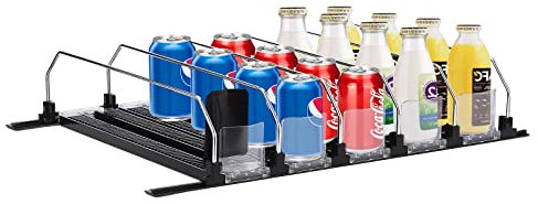 Wnvivi Organizador automático de latas de refresco para refrigerador, dispensador de refrescos para nevera, organizadores de botellas de latas de cocina, 5 rieles de barra de empuje